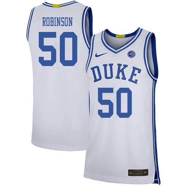 2020 Men #50 Justin Robinson Duke Blue Devils College Basketball Jerseys Sale-White